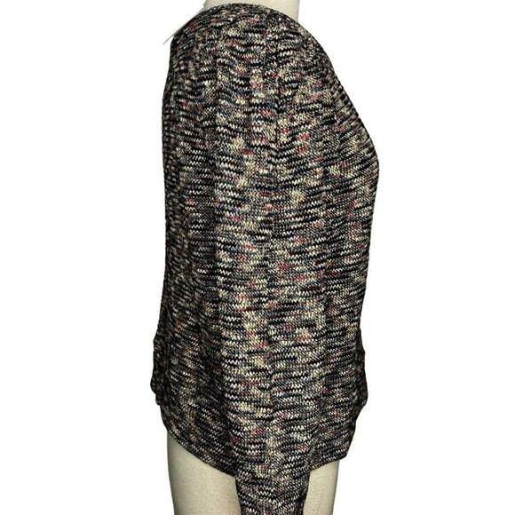 Madewell Multicolor Cropped Tweed Sweater Sz L Pullover Pleated Shoulder NEW - Picture 2 of 5